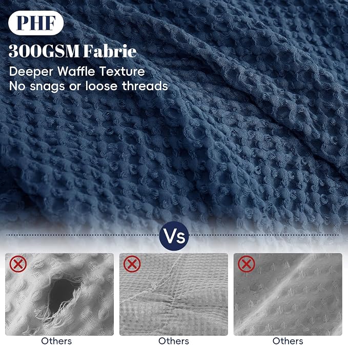 PHF Waffle Weave Duvet Cover Set Queen Size, No Snagging Ultra Soft Luxury - Image 3