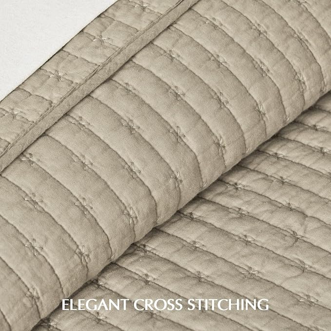 EVERGRACE Cross Stitch Pre-Washed Cotton Quilt Bedding Set Queen Size, - Image 3