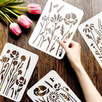 9pcs Wildflower Stencil for Painting Flower Beds Painting Crafts Template Wall - Image 7