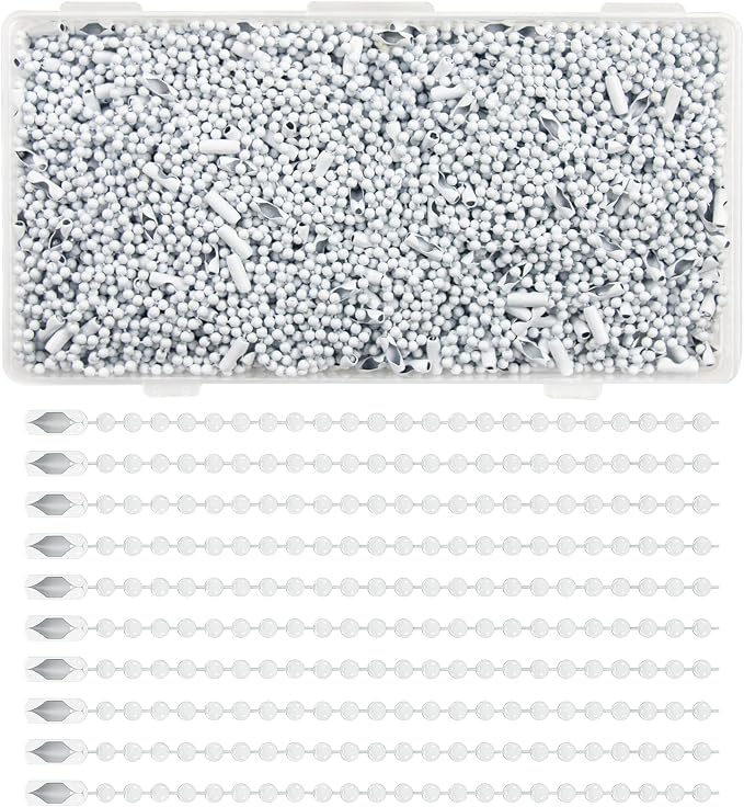 300Pcs Stainless Steel Ball Chain Set, 2.4mm Bead Chains 10 Colors 3.9 Inch by ELANE