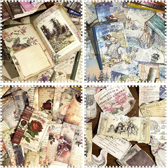 160Pcs Vintage Scrapbook Supplies Set, 4 Styles of Scrapbook Paper - Image 2