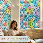 Coavas Window Privacy Film Stained Glass Window Clings 3D Rainbow Film - Image 9