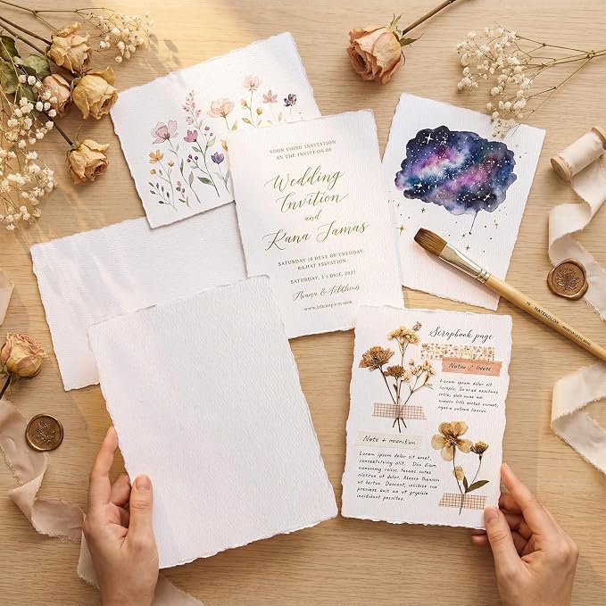 100 Sheets Watercolor Paper 7x10 inch, 300 GSM Deckled Edge Paper - Image 7