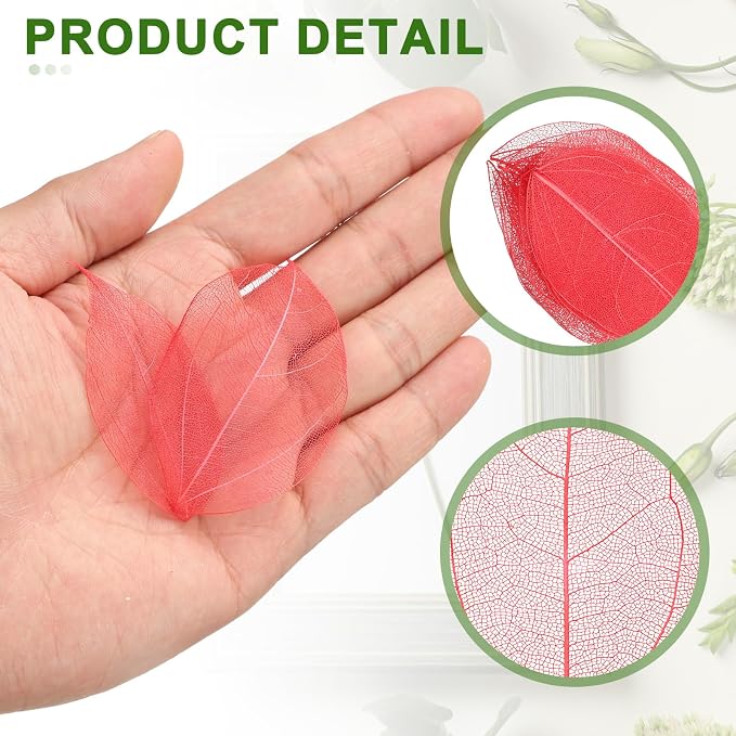 uxcell 100 Pcs Red Skeleton Leaves - Image 3