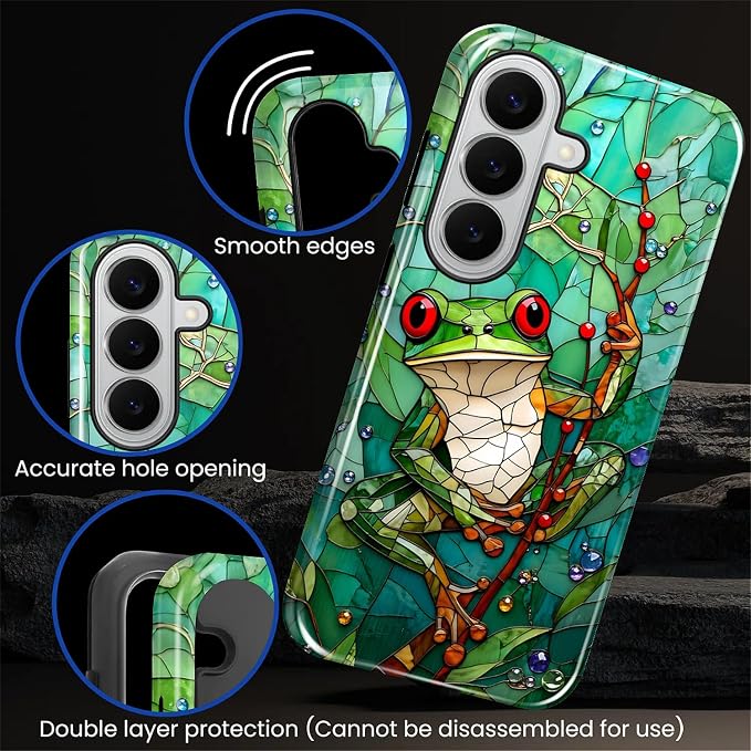 for Samsung Galaxy S26 Case, Frog Stained Glass Pattern Glossy 2 in 1 - Image 2