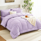 CozyLux Queen Comforter Set Lavender, 7 Pieces Bed in a Bag, Light Purple - Image 8