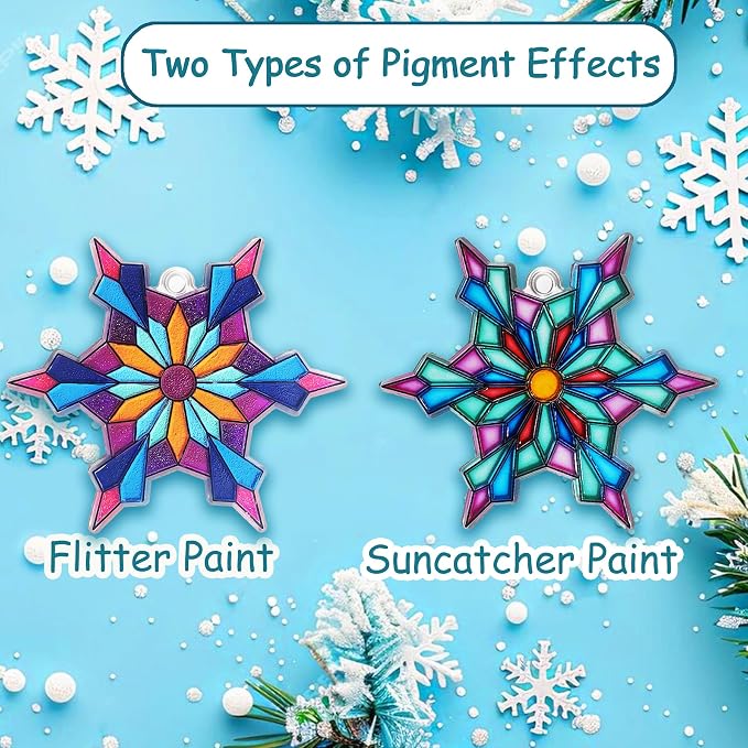 30 Sets Winter Snowflake Suncatchers Craft Kits DIY Glow In The Dark Window - Image 4