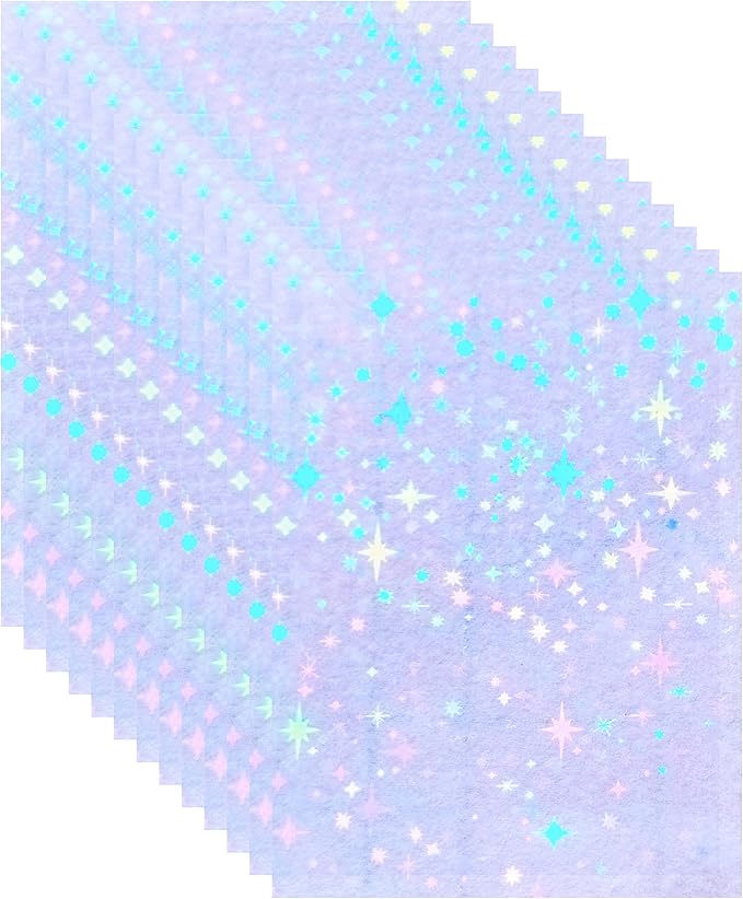 Bleidruck 25 Sheets Stars Clear Holographic Laminate Sheet Adhesive Paper | by VINYLSTICKERPAPER