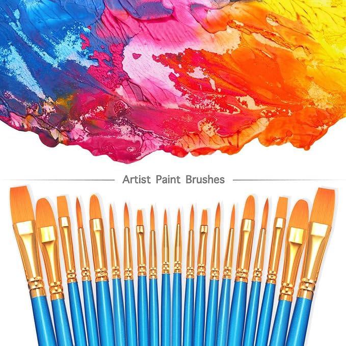 BOSOBO Paint Brushes Set, for Acrylic Painting, Watercolor, Oil Painting - Image 2