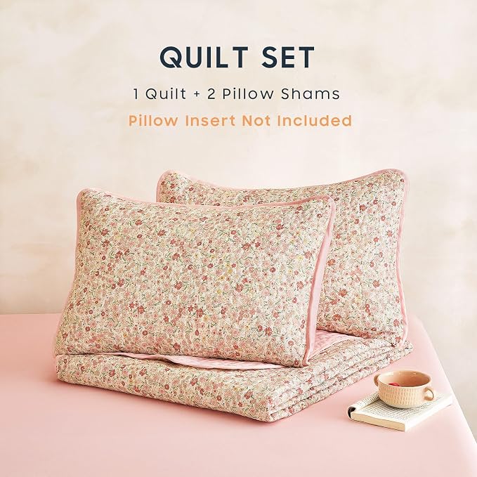 Wake In Cloud - Floral Quilt Set, Cute Vintage Flower Cottagecore Shabby Chic - Image 2
