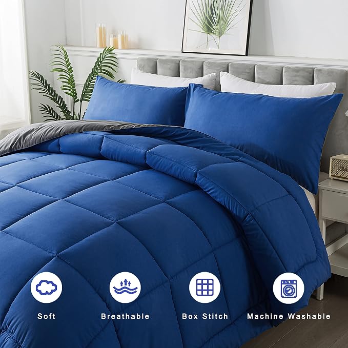 DOWNCOOL Blue/Grey Full Size Comforter Set - Image 3