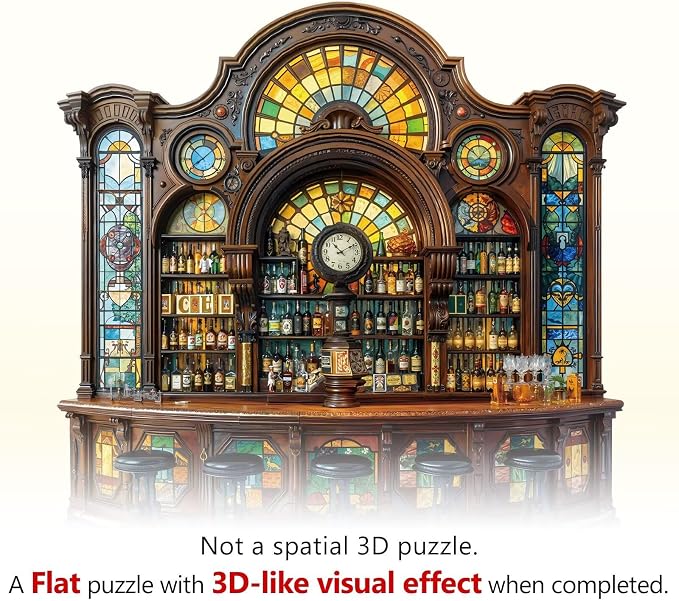 Classic Bar Puzzles Adults Gifts Wooden 200 Pieces 11.4 * 11.4in - Image 9