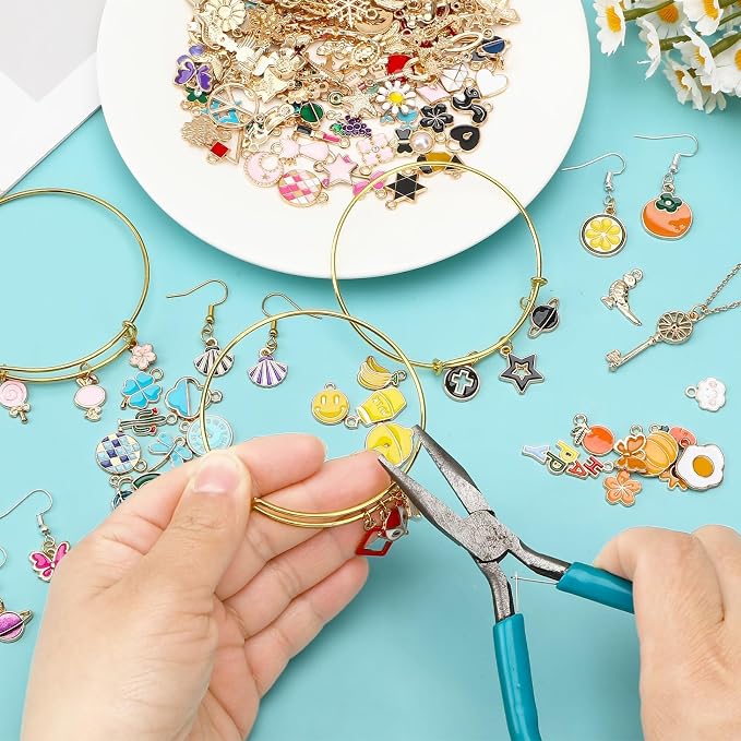 SANNIX 170Pcs Charms Assorted Gold Plated Enamel Charms Necklace Bracelet - Image 3