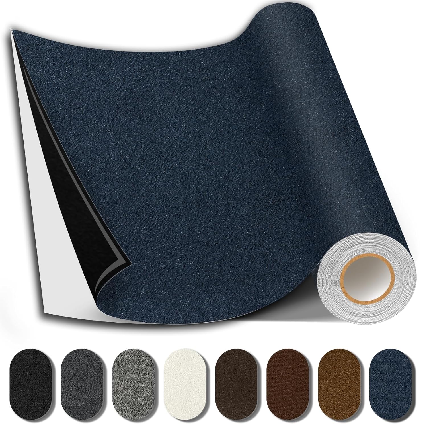 Suede Repair Patch, 35X79 Inch Fabric Large Repair Tape, Self-Adhesive Patches for Furniture, Sofa, Car Interior, Shoes, Hand Bag, Clothing (Dark Blue, 35X79 Inch)
