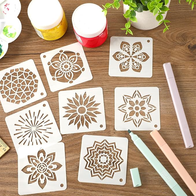 JULMELON 20 PCS Mandala Stencil, 3 Inch Mandala Stencils - Image 3
