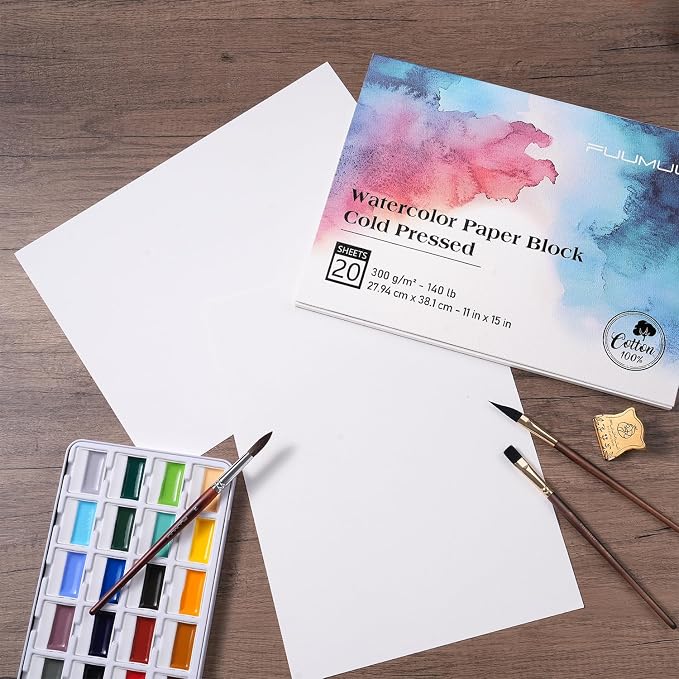 Watercolor Paper Block 11x15 Inch, Fuumuui 100% Cotton Watercolor Paper Pad of - Image 6