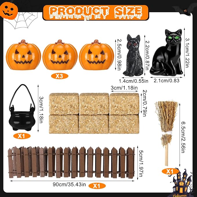 Wesiti 14 Pcs Halloween Village Accessories Set Halloween Miniature Figurines - Image 2