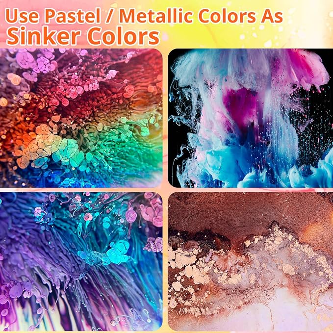 LET'S RESIN 64pcs Concentrated Alcohol Ink Set, 9 Pastel and 9 Metallic Vibrant - Image 4