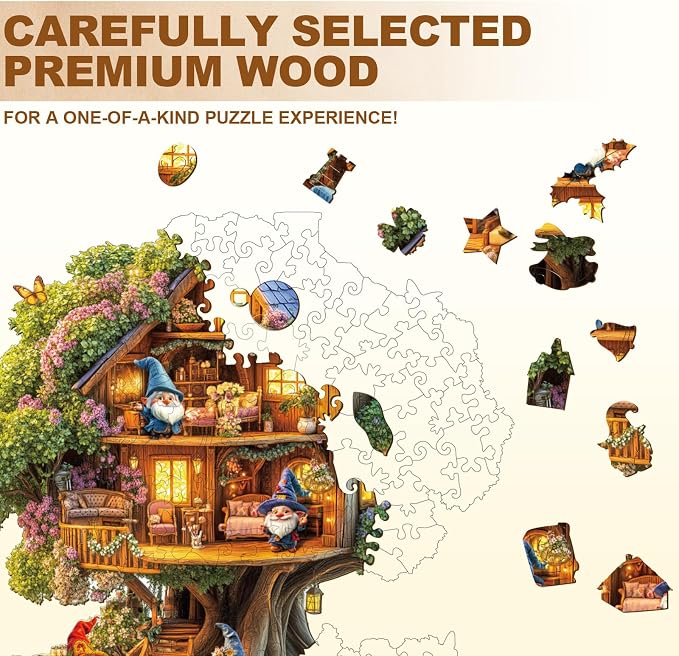 Elf Tree House Puzzles Adults Gifts Wooden 85 Pieces 8.5 * 8.2in - Image 3