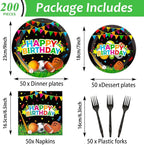 200 pcs Happy Birthday Party Plates and Napkins Kit Sports Themed Birthday - Image 2