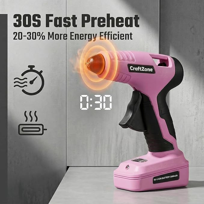 Cordless Hot Glue Gun | 8V Rechargeable Fast Preheating Glue Gun Kit - Image 3