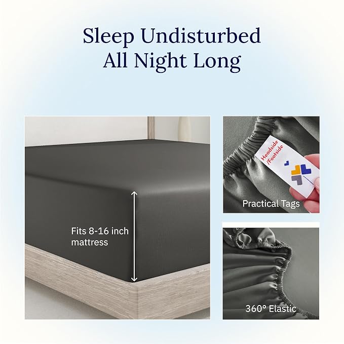 California Design Den Fitted Sheet Queen Deep Pocket, Soft 400 Thread Count - Image 5