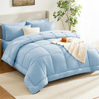 CozyLux King Size Comforter Set Baby Blue, 7 Pieces Bed in a Bag, All Season - Image 8