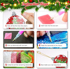 FRVCRS 12Pcs Christmas Diamond Art Keychains DIY Art Christmas Ornaments - Image 6