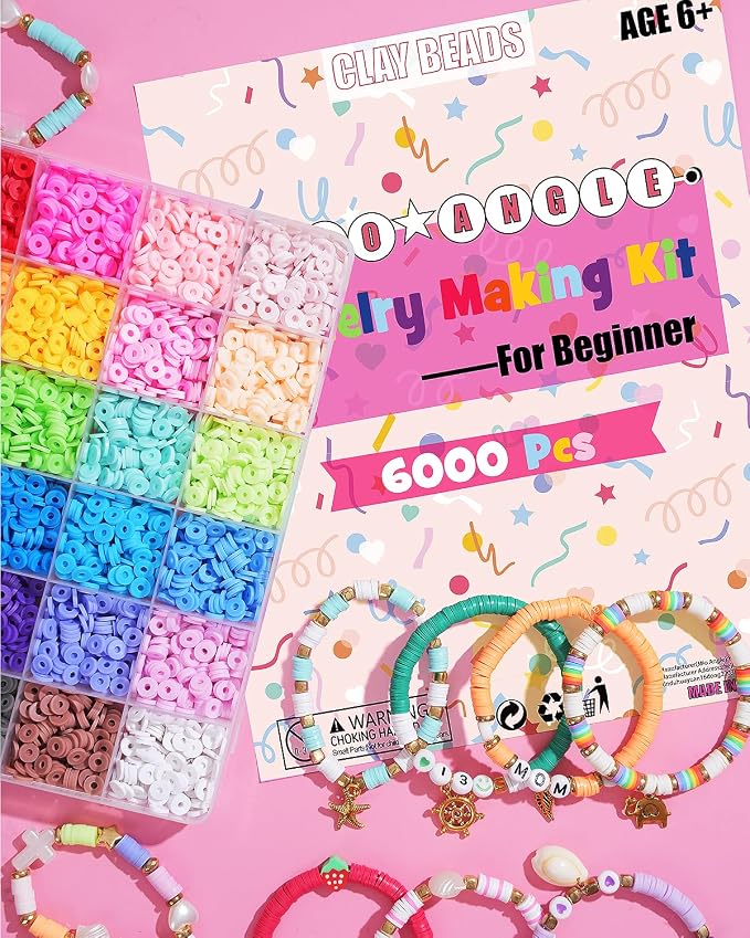 Mio Angle Clay Beads Bracelet Making Kit 24 Colors Flat Preppy Beads - Image 2
