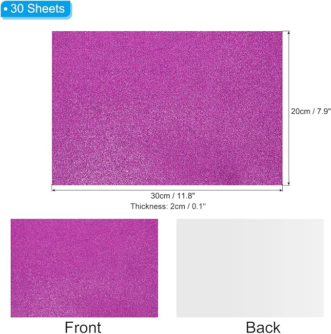 PATIKIL 30Sheets Purple EVA Glitter Foam Sheet 11.8 x 7.9 Inch 2mm Thick - Image 2