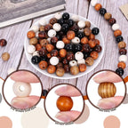 Whaline 240Pcs Farmhouse Rustic Fall Wood Beads Natural Round Wooden Beads - Image 3