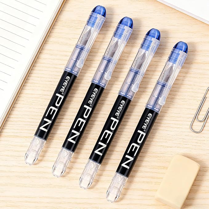 EYEYE Fountain Pens for Writing, 5 Black 4 Blue Disposable Fountain Pens - Image 8