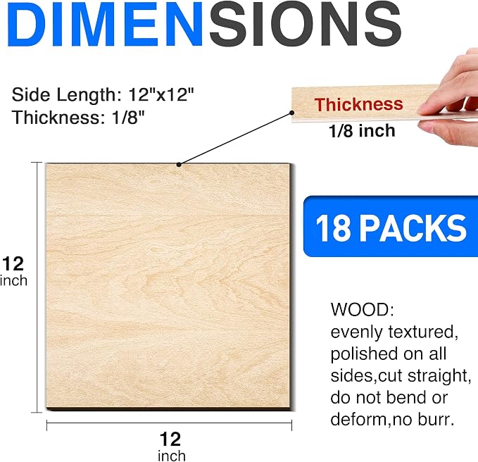 18 Pack Basswood Sheets 12"x12"x1/8" - Image 2