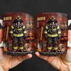 Personalized Firefighter Gifts for Men Dad Custom Name Mug, Fireman Gear Design - Image 4