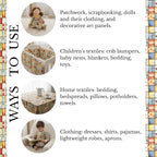 Patchwork Cotton Fabric Panel 61 x 36.6 Inches, Floral Quilt Style Squares - Image 9