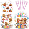 96 Pcs Golden Doodle Birthday Party Decorations Puppy Dog Birthday Plates and by Greencian