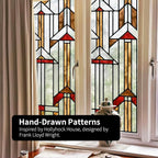 Original Hand Drawn Stained Glass Window Film Amber Geometry Patterns Inspired - Image 2