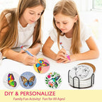 6 Absorbent Ceramic Tiles with Cork Base, Paint Your Own Butterfly Coaster | - Image 2