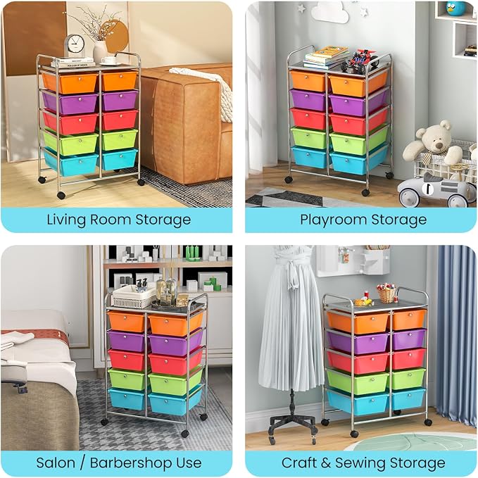 Giantex 10 Drawers Rolling Cart, Classroom Organizers, Storage Cart - Image 8