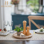 Hanobe Wooden Decortaive Coffee Table Tray, Round Candle Holder Centerpiece | - Image 4