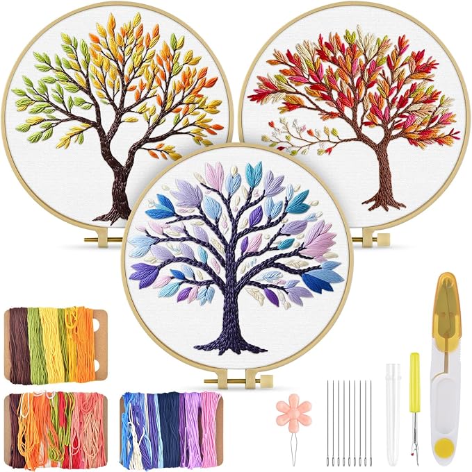 TINDTOP Embroidery Kit for Adult, 3 Pack Embroidery DIY Starter Kit | by TINDTOP