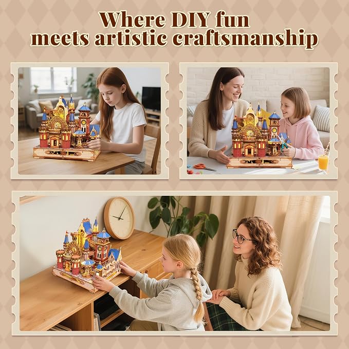 DIY 3D Wooden Puzzles for Adults, Alnwick Castle Miniature House Kit - Image 5