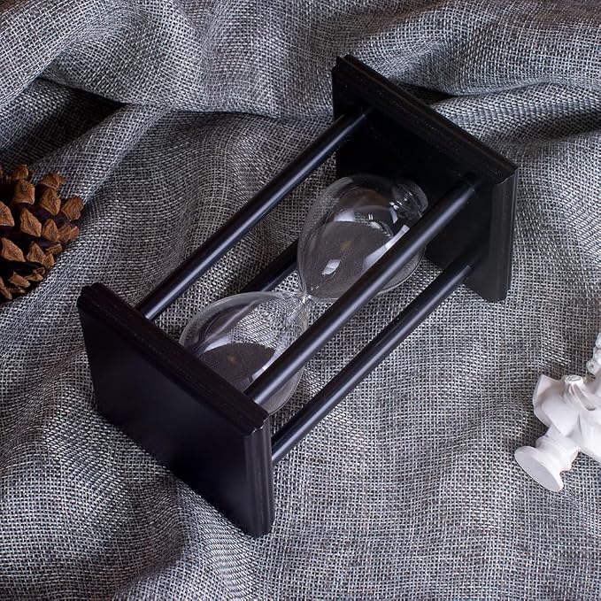 BELLAWARE Hourglass Timer with Black Sand, 15 Minute Wooden Sand Timer | - Image 3