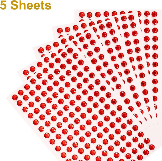HARFINGTON 5 Sheet/800pcs Rhinestone Adhesive Stickers Self Adhesive Acrylic - Image 3