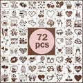 72 PCS 3x3 Inch Valentine‘s Day Stencils by Yazhiji
