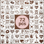 72 PCS 3x3 Inch Valentine‘s Day Stencils by Yazhiji