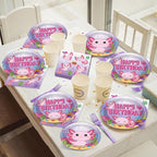 100 Pcs Axolotl Birthday Party Supplies Pink Axolotl Disposable Paper Plates - Image 6
