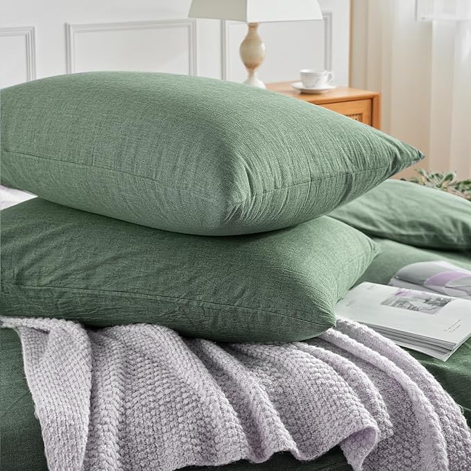 NEXHOME PRO Duvet Cover Twin 100% Washed Cotton, Organic Natural Linen Like - Image 5