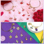 SANNIX 110Pcs/55 Pairs Valentine's Day Mardi Gras Charms, Holiday Pendants - Image 4