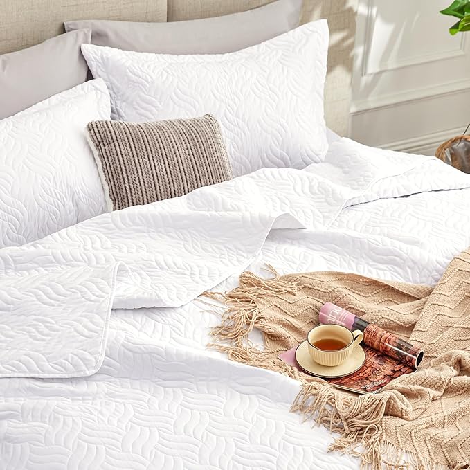 Love's cabin Quilts for Full Bed White Bedspreads Bedding Set - Image 6